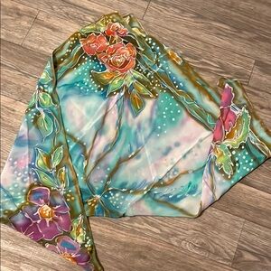 Floral Silk Scarf with Vibrant Colors